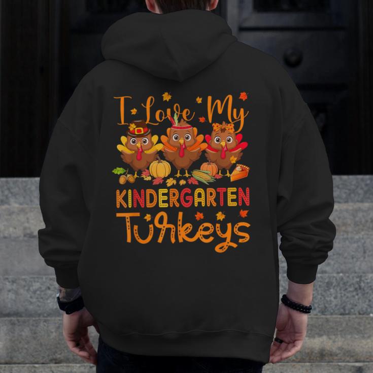 I Love My Kindergarten Turkeys Thanksgiving Teacher Students Men Zip Up Hoodie Back Print, funny design I Love My Kindergarten Turkeys Thanksgiving Teacher Students Men Zip Up Hoodie Back Print, funny design