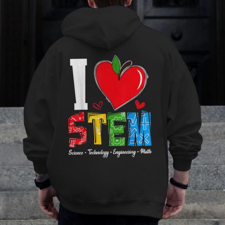 I Love STEM Student Teacher 1st Day Of School Back To School Men Zip Up Hoodie Back Print, funny design I Love STEM Student Teacher 1st Day Of School Back To School Men Zip Up Hoodie Back Print, funny design