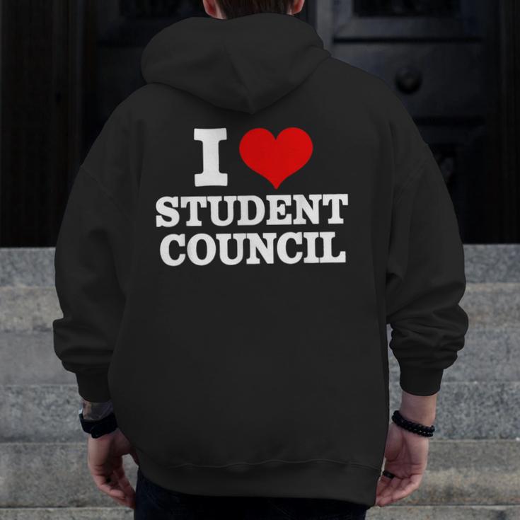 I Love Student Council Student Teacher Men Zip Up Hoodie Back Print, funny design
