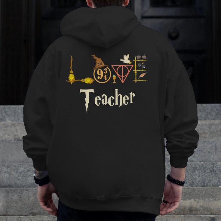 Love Teacher Wizards Back To School Halloween Men Zip Up Hoodie Back Print, funny design Love Teacher Wizards Back To School Halloween Men Zip Up Hoodie Back Print, funny design