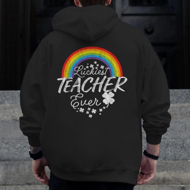 Luckiest Teacher Ever Rainbow- St Patricks Day Teacher Men Zip Up Hoodie Back Print, funny design Luckiest Teacher Ever Rainbow- St Patricks Day Teacher Men Zip Up Hoodie Back Print, funny design