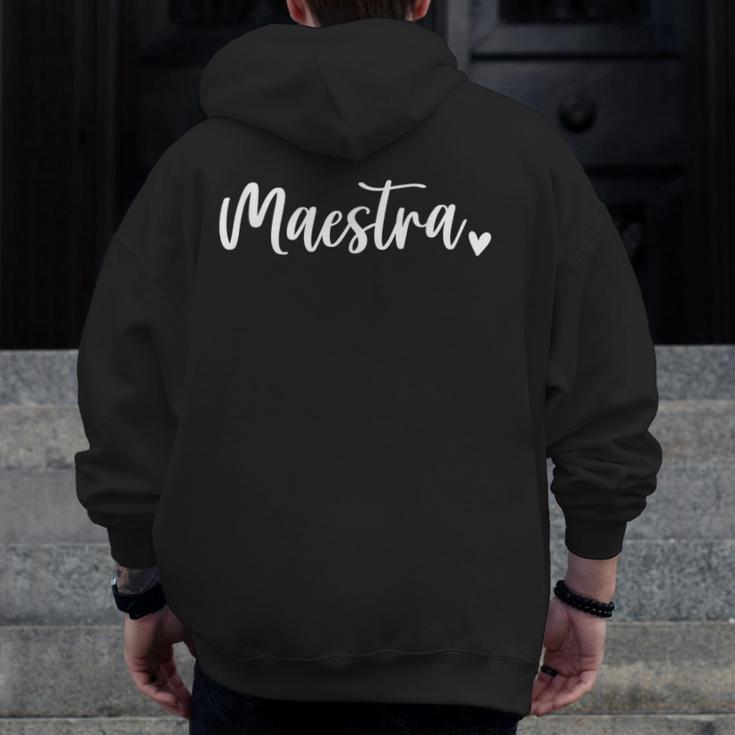 Maestra Cute Bilingual Spanish Teacher Men Zip Up Hoodie Back Print, funny design Maestra Cute Bilingual Spanish Teacher Men Zip Up Hoodie Back Print, funny design