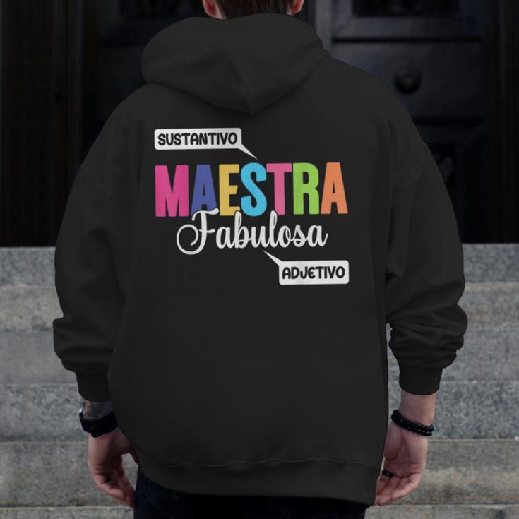 Maestra Fabulosa Bilingual Spanish Espanol Teacher School Men Zip Up Hoodie Back Print, funny design Maestra Fabulosa Bilingual Spanish Espanol Teacher School Men Zip Up Hoodie Back Print, funny design