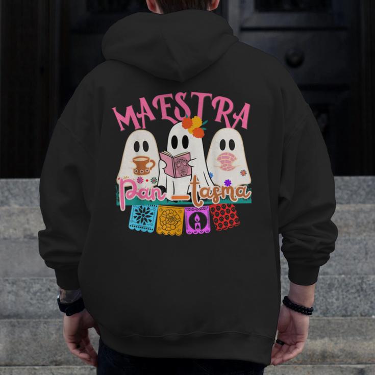 Maestra Pantasmas Conchas Teacher Mexican Halloween Men Zip Up Hoodie Back Print, funny design Maestra Pantasmas Conchas Teacher Mexican Halloween Men Zip Up Hoodie Back Print, funny design