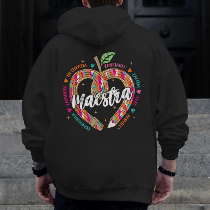 Maestra Pencil Spanish Teacher Bilingual 100 Days Of School Men Zip Up Hoodie Back Print, funny design Maestra Pencil Spanish Teacher Bilingual 100 Days Of School Men Zip Up Hoodie Back Print, funny design