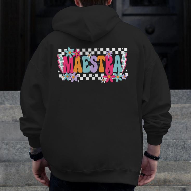 Maestra Teacher Spanish Back To School First Day Of School Men Zip Up Hoodie Back Print, funny design Maestra Teacher Spanish Back To School First Day Of School Men Zip Up Hoodie Back Print, funny design
