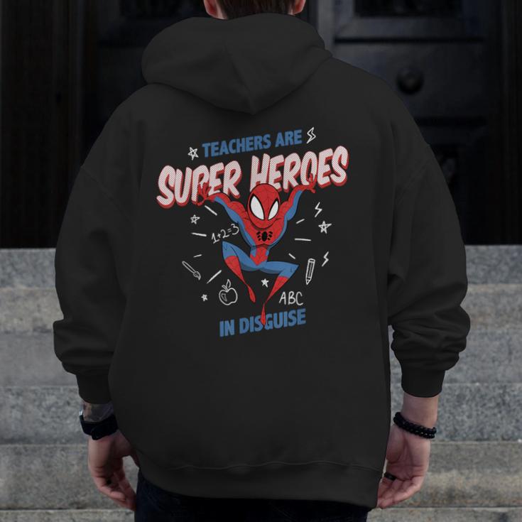 Marvel Spider-Man Teachers Are Super Heroes Men Zip Up Hoodie Back Print, funny design