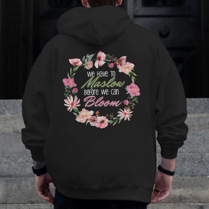 Maslow Before Blooms SPED Teacher School Psychologist Retro Men Women Men Zip Up Hoodie Back Print, funny design