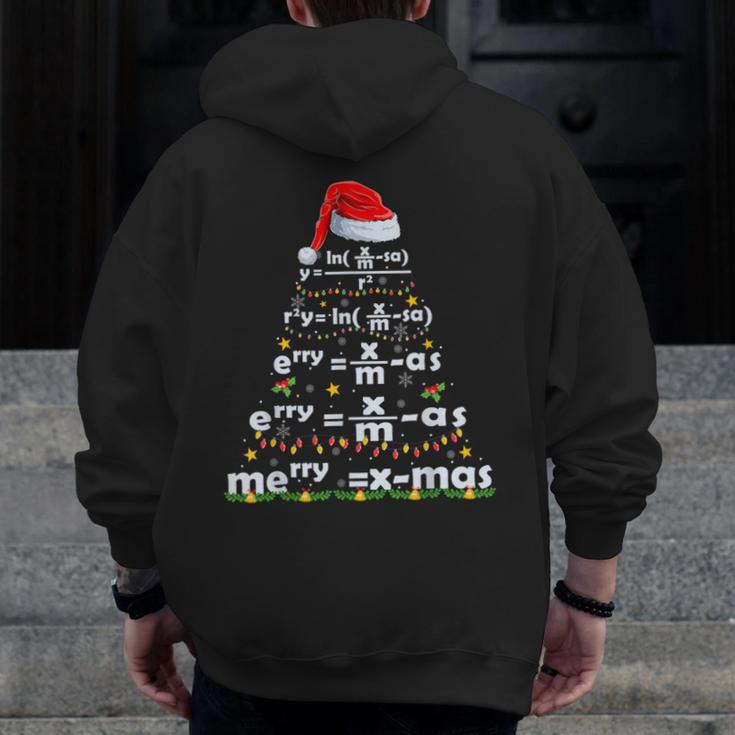 Math Equation Merry X-Mas Math Teacher Christmas Humor Men Women Kids Men Zip Up Hoodie Back Print, funny design