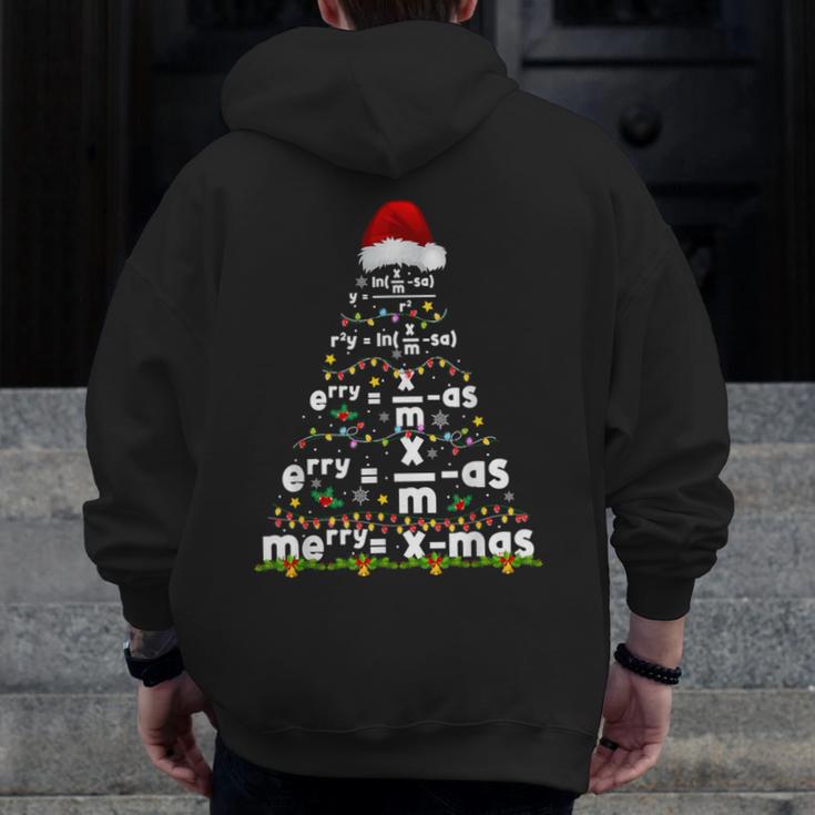 Math Equation Merry Xmas Season Teacher Christmas Tree Men Zip Up Hoodie Back Print, funny design Math Equation Merry Xmas Season Teacher Christmas Tree Men Zip Up Hoodie Back Print, funny design