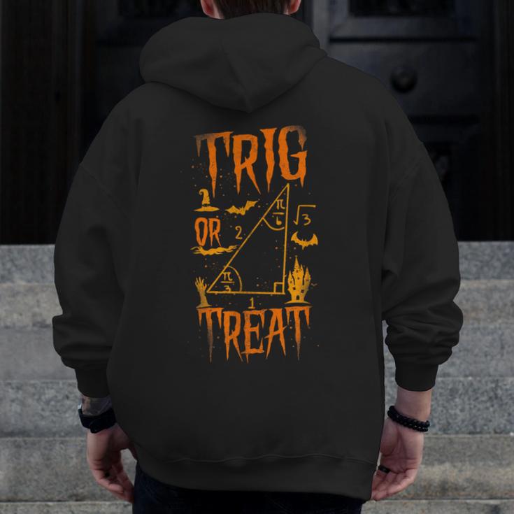 Math Teacher Nerd Student Halloween Trig Or Treat Men Zip Up Hoodie Back Print, funny design