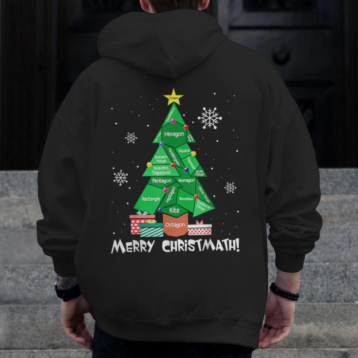 Math Teacher Polygon Christmas Tree Geometry Merry Christmas Men Zip Up Hoodie Back Print, funny design