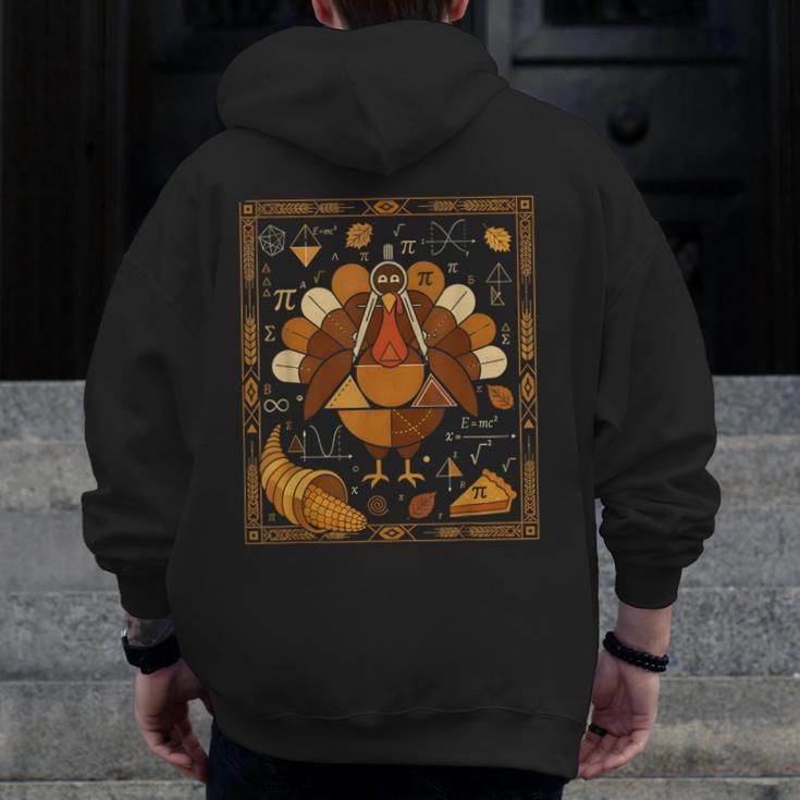 Math Turkey Teacher Thanksgiving Geometric Pi Equation Men Zip Up Hoodie Back Print, funny design