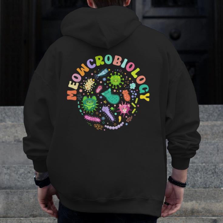 Meowcrobiology Cats Microbiology Science Teacher Men Zip Up Hoodie Back Print, Science Teacher Gifts, funny design