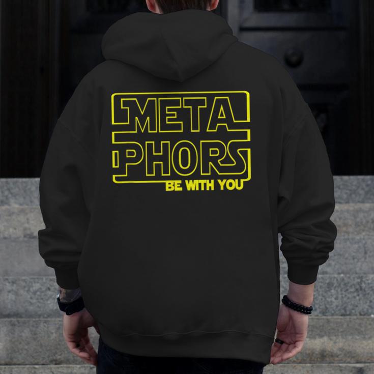 Metaphors Be With You English Teacher Shirts T-Shirt Men Zip Up Hoodie Back Print, English Teacher Gifts, funny design