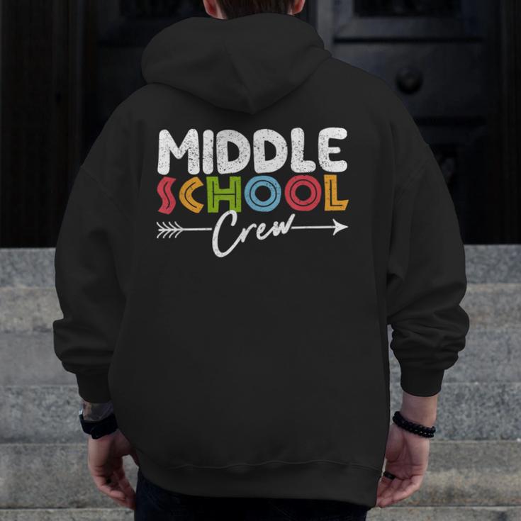 Middle School Crew Retro Teacher Student Vintage Men Zip Up Hoodie Back Print, funny design Middle School Crew Retro Teacher Student Vintage Men Zip Up Hoodie Back Print, funny design