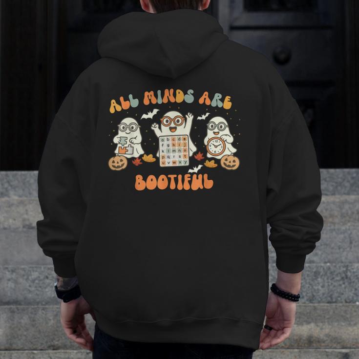 All Minds Are Bootiful Special Education Teacher Halloween Men Zip Up Hoodie Back Print, funny design