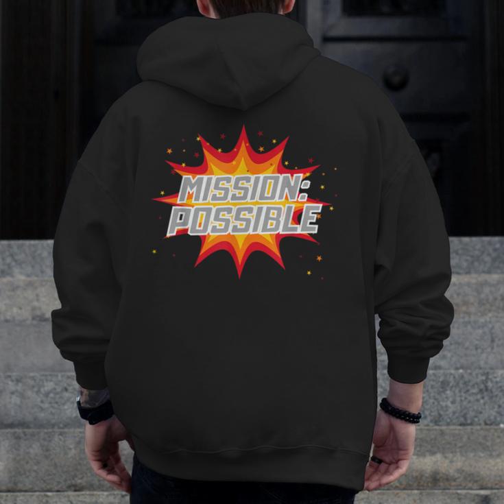 Mission Possible Motivational Inspirational School Teacher Men Zip Up Hoodie Back Print, funny design Mission Possible Motivational Inspirational School Teacher Men Zip Up Hoodie Back Print, funny design