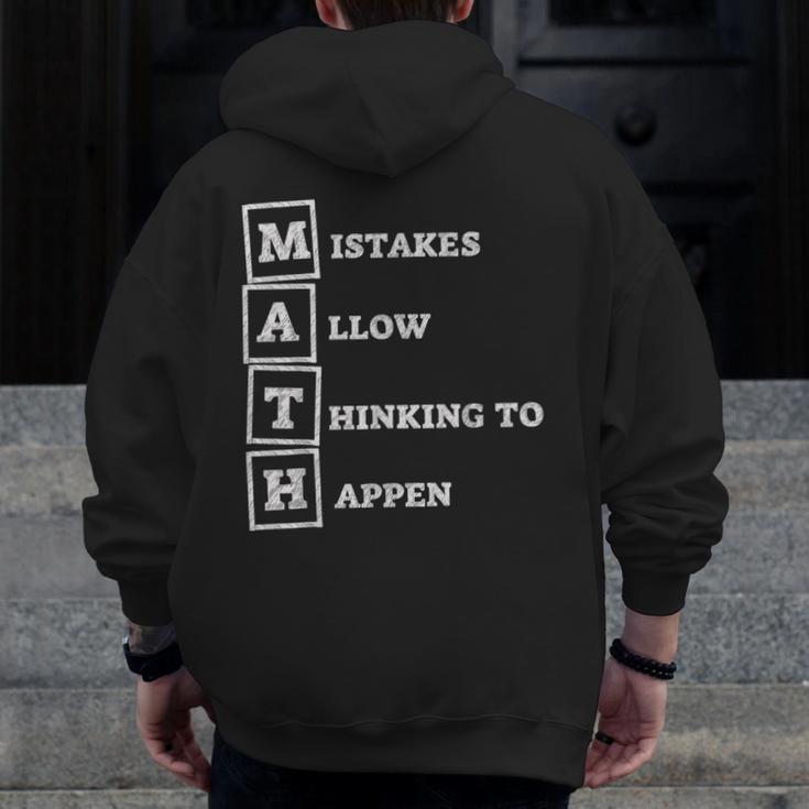 Mistakes Allow Thinking To Happen School Math Teacher Men Zip Up Hoodie Back Print, funny design Mistakes Allow Thinking To Happen School Math Teacher Men Zip Up Hoodie Back Print, funny design