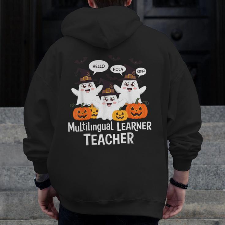 Multilingual Learner Teacher Spooky Halloween ESL Teacher Men Zip Up Hoodie Back Print, Esl Teacher Gifts, funny design Multilingual Learner Teacher Spooky Halloween ESL Teacher Men Zip Up Hoodie Back Print, Esl Teacher Gifts, funny design