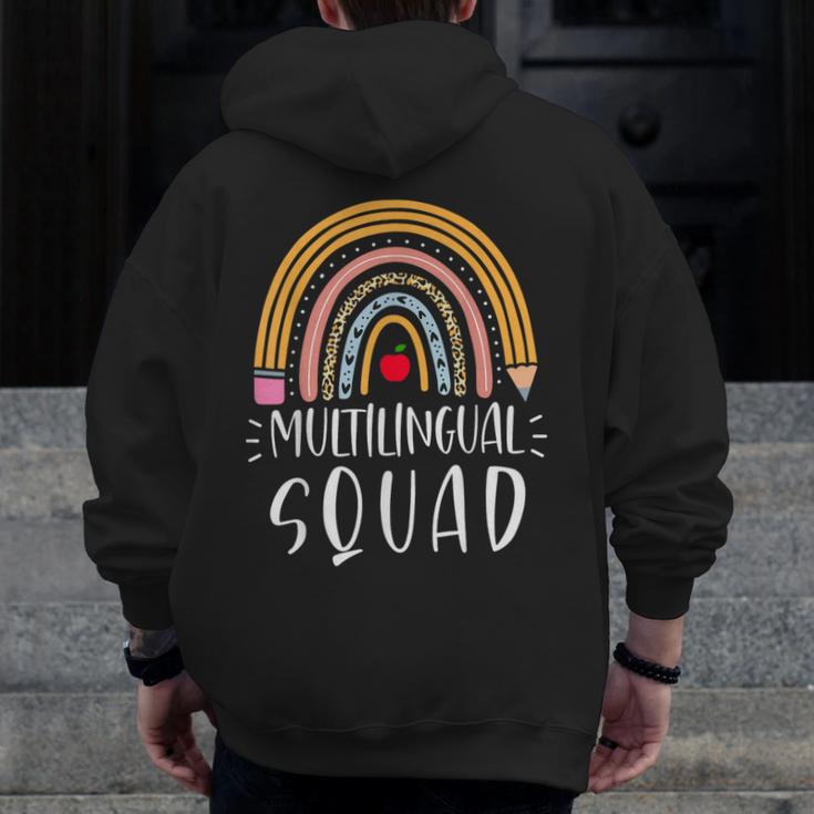 Multilingual Squad Multilingual Teacher Appreciation Kids Men Zip Up Hoodie Back Print, funny design Multilingual Squad Multilingual Teacher Appreciation Kids Men Zip Up Hoodie Back Print, funny design