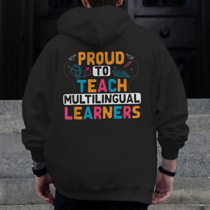 Multilingual Teacher Linguist Language ESL Teaching Men Zip Up Hoodie Back Print, Esl Teacher Gifts, funny design
