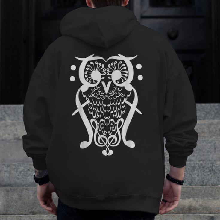 Music Note Owl Shirt Musicians Teacher Birthday Bird Men Zip Up Hoodie Back Print, funny design