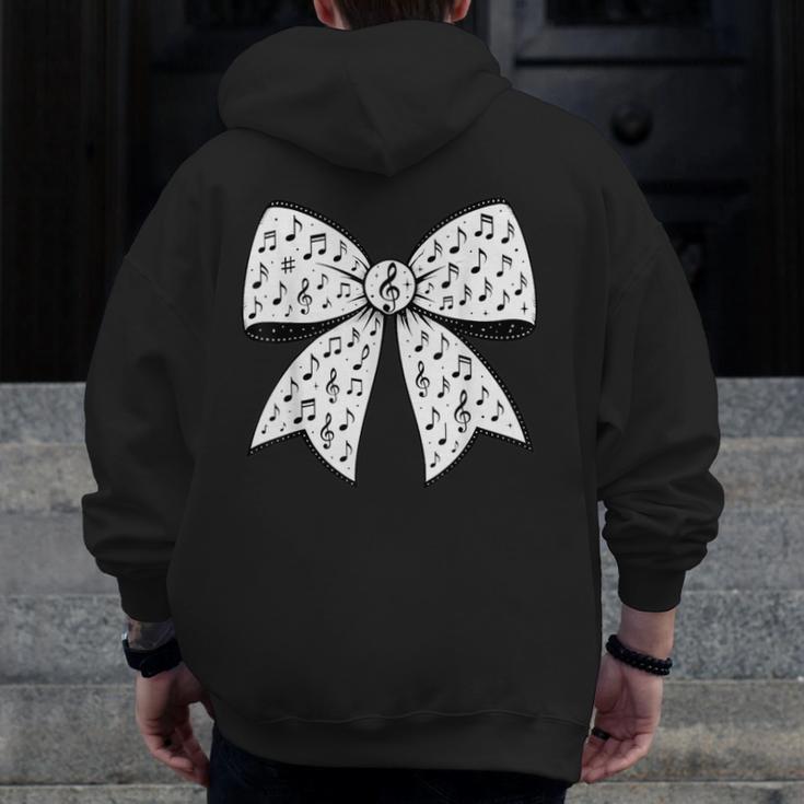 Music Notes Coquette Bow Music Teacher School Musician Band Men Zip Up Hoodie Back Print, funny design