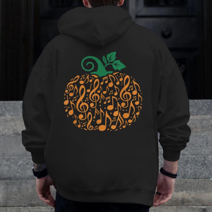 Music Notes Pumpkin Music Teacher Halloween Men Zip Up Hoodie Back Print, funny design