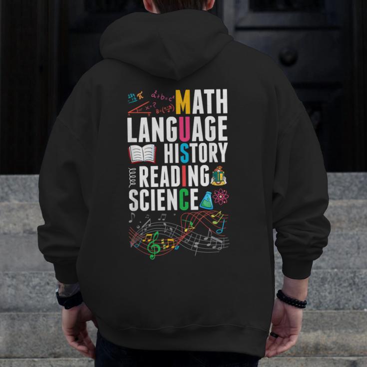 Music Teacher Music Math Language History Reading Science Men Zip Up Hoodie Back Print, History Teacher Gifts, Science Teacher Gifts, funny design Music Teacher Music Math Language History Reading Science Men Zip Up Hoodie Back Print, History Teacher Gifts, Science Teacher Gifts, funny design
