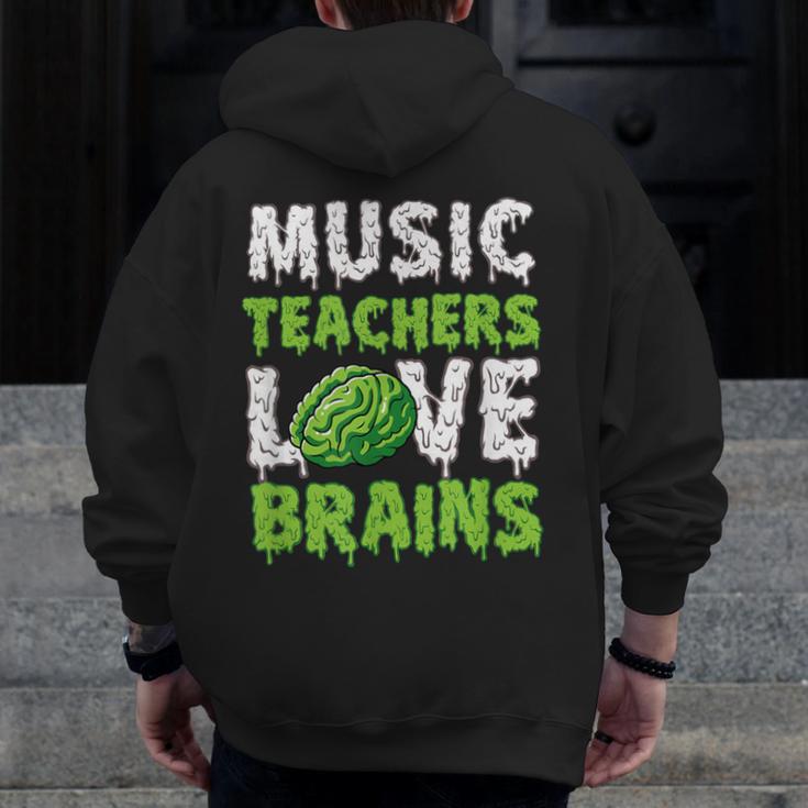 Music Teachers Love Brains Cute Teaching Halloween Men Zip Up Hoodie Back Print, funny design