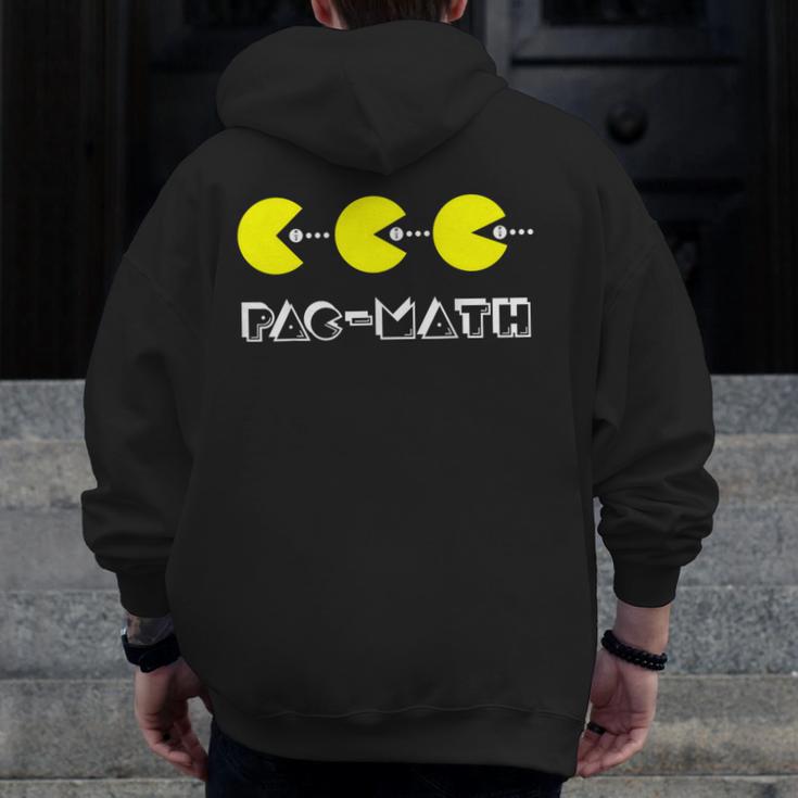 Nerdy Pac-Math Nom Retro Game Precalculus Math Teacher Men Zip Up Hoodie Back Print, funny design Nerdy Pac-Math Nom Retro Game Precalculus Math Teacher Men Zip Up Hoodie Back Print, funny design