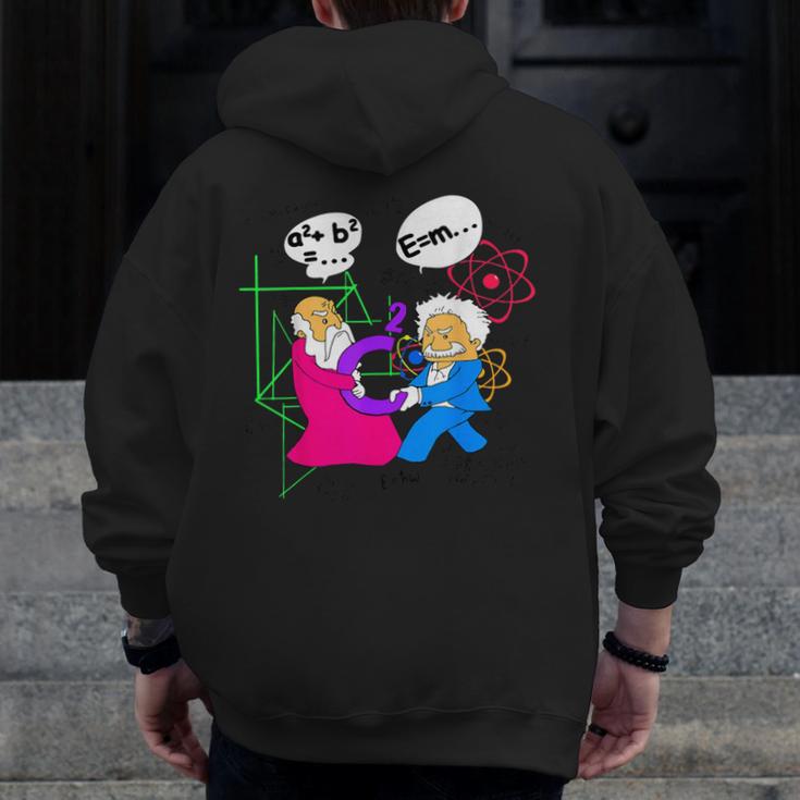 Nerdy Pythagoras Fighting Over C Squared Math Teacher Men Zip Up Hoodie Back Print, funny design Nerdy Pythagoras Fighting Over C Squared Math Teacher Men Zip Up Hoodie Back Print, funny design