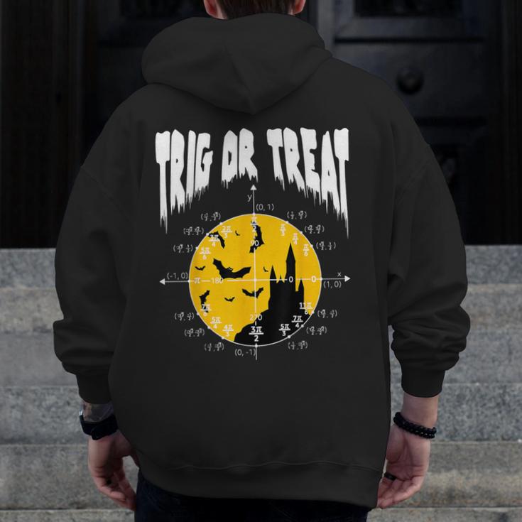 Nerdy Trig Or Treat Halloween Costume Math Teacher Men Zip Up Hoodie Back Print, funny design Nerdy Trig Or Treat Halloween Costume Math Teacher Men Zip Up Hoodie Back Print, funny design