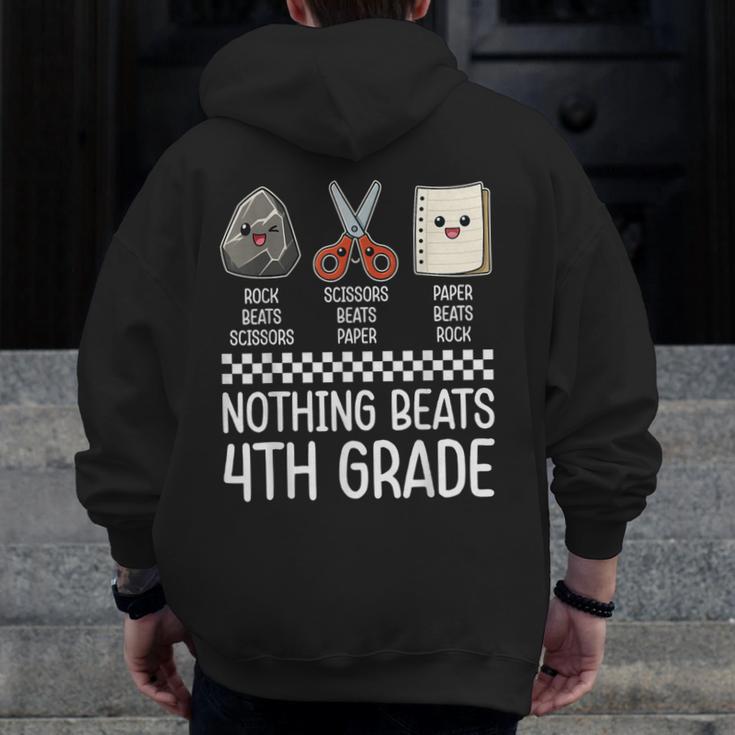 Nothing Beats 4th Grade Back To School Kids Teachers Men Zip Up Hoodie Back Print, funny design