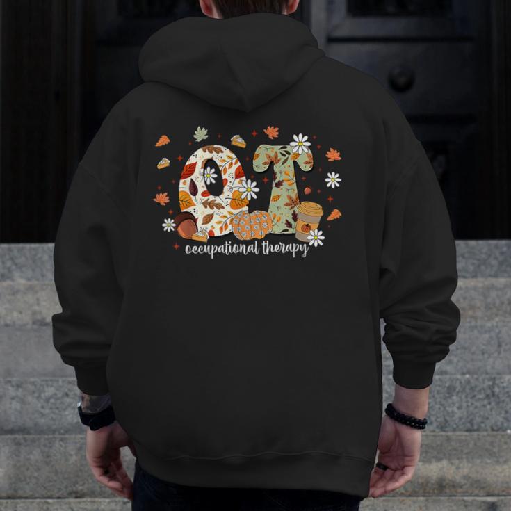 Occupational Therapy Fall Autumn Pumpkin Flower OTA Teacher Men Zip Up Hoodie Back Print, funny design Occupational Therapy Fall Autumn Pumpkin Flower OTA Teacher Men Zip Up Hoodie Back Print, funny design