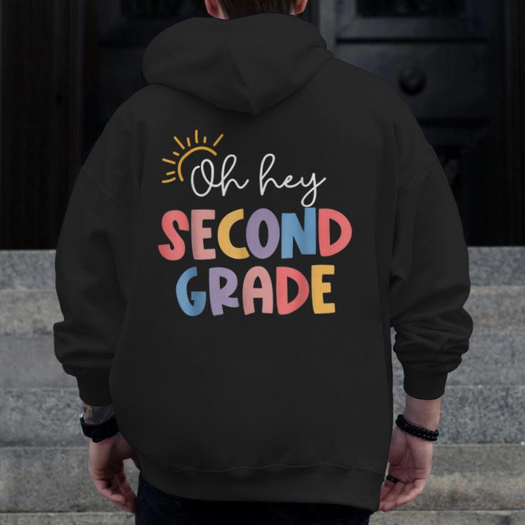 Oh Hey Second Grade First Day Of Teacher Girls Boys Kids Men Zip Up Hoodie Back Print, First Grade Teacher Gifts, funny design Oh Hey Second Grade First Day Of Teacher Girls Boys Kids Men Zip Up Hoodie Back Print, First Grade Teacher Gifts, funny design