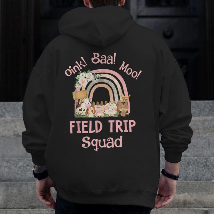 Oink Baa Moo Field Trip Squad Teacher Students Matching Men Zip Up Hoodie Back Print, funny design