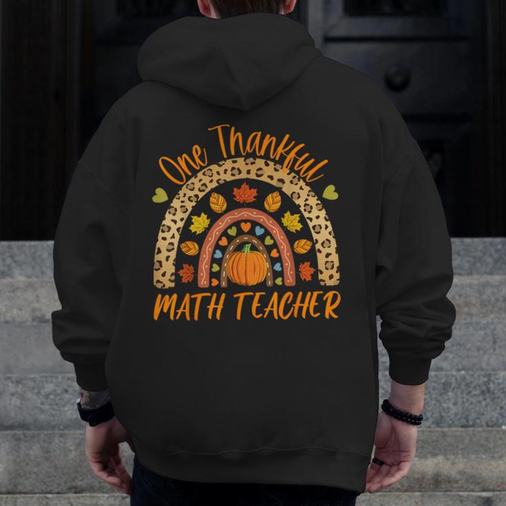 One Thankful Math Teacher Thanksgiving Autumn Fall Rainbow Men Zip Up Hoodie Back Print, funny design One Thankful Math Teacher Thanksgiving Autumn Fall Rainbow Men Zip Up Hoodie Back Print, funny design