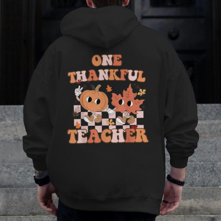 One Thankful Teacher Fall Leaves Thanksgiving Retro Men Zip Up Hoodie Back Print, funny design One Thankful Teacher Fall Leaves Thanksgiving Retro Men Zip Up Hoodie Back Print, funny design