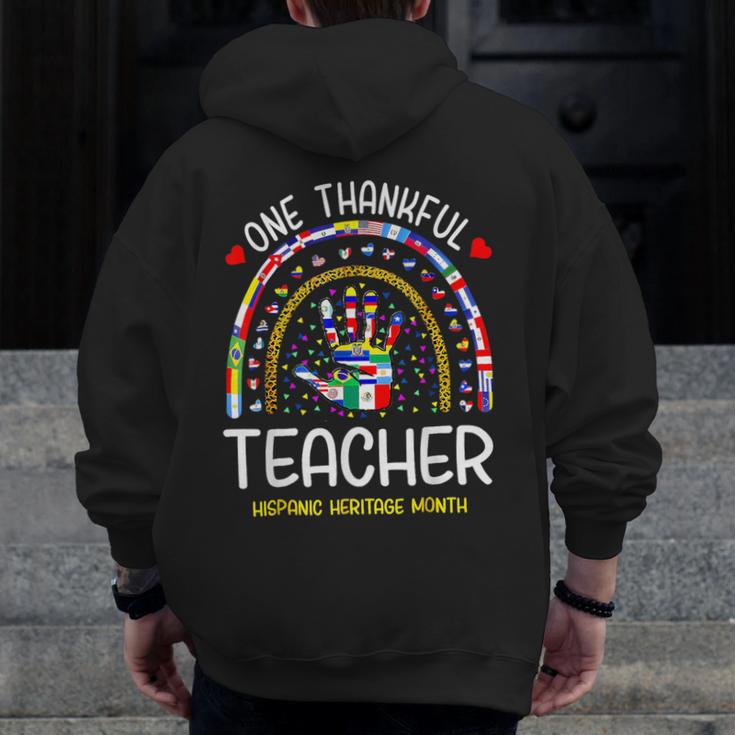 One Thankful Teacher Hispanic Heritage Month Countries Flags Men Zip Up Hoodie Back Print, funny design One Thankful Teacher Hispanic Heritage Month Countries Flags Men Zip Up Hoodie Back Print, funny design