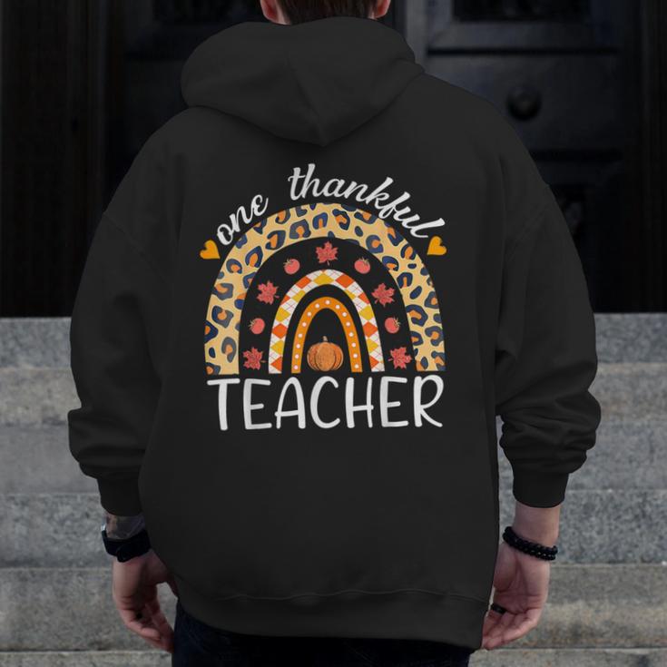 One Thankful Teacher Thanksgiving Rainbow Leopard Fall Men Zip Up Hoodie Back Print, funny design One Thankful Teacher Thanksgiving Rainbow Leopard Fall Men Zip Up Hoodie Back Print, funny design