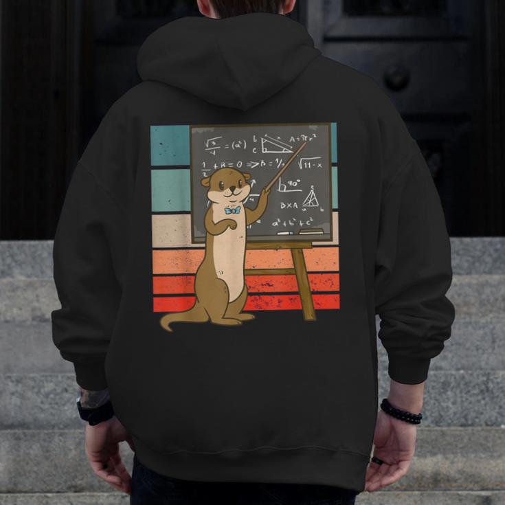 Otter Professor Teacher Teaching Maths Mathematics Men Zip Up Hoodie Back Print, funny design