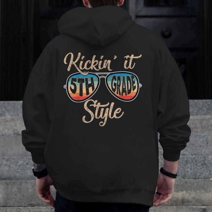 P41l Retro Kickin It 5th Grade Style Teacher Back To School For Men Women Girls Kids Men Zip Up Hoodie Back Print, funny design