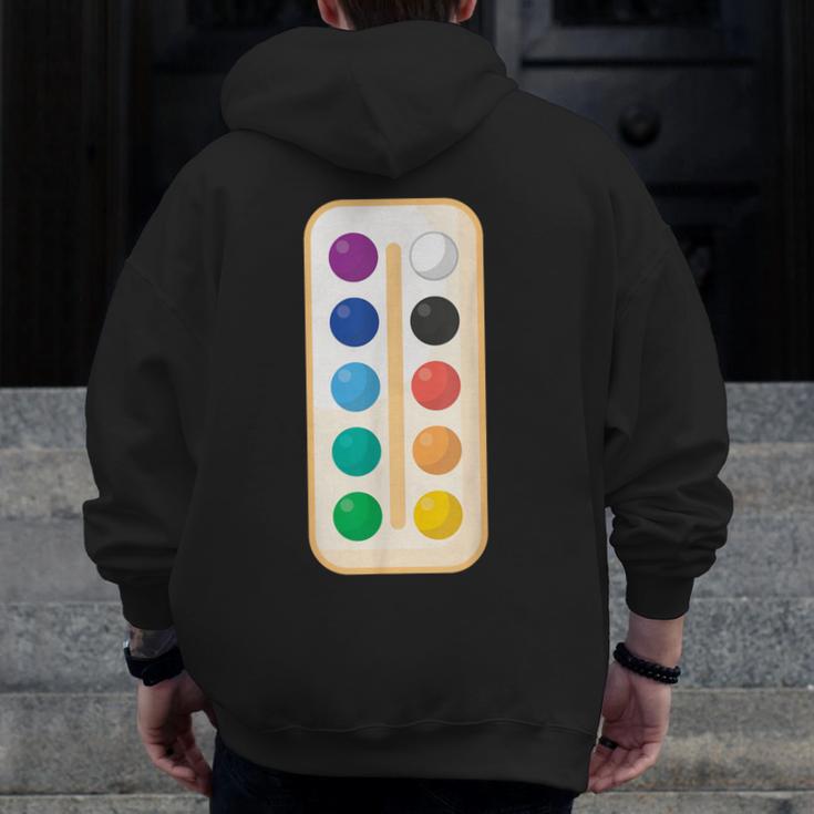 Paint Palette ArtSet Halloween Costume For Teachers Students For Men Women Kids Men Zip Up Hoodie Back Print, funny design