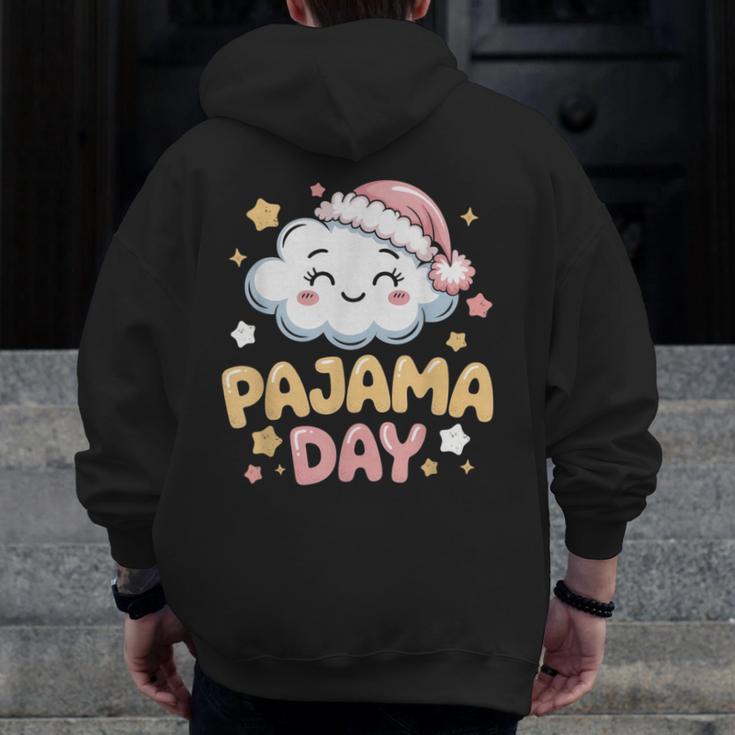 Pajama Day School Spirit Week Fun Cloud Teacher Men Zip Up Hoodie Back Print, funny design