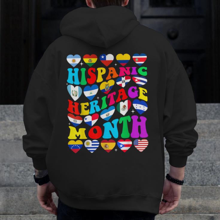 Hispanic Heritage Month 2025 Latino Puerto Rico Teacher Kids Men Zip Up Hoodie Back Print, funny design