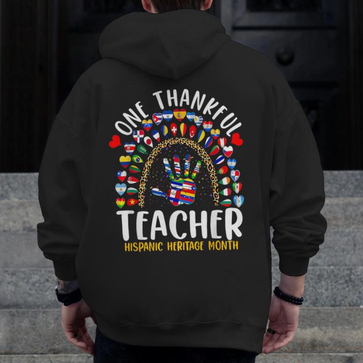 Hispanic Heritage Month One Thankful Teacher Rainbow Men Zip Up Hoodie Back Print, funny design
