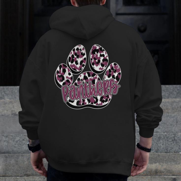 Panthers Paw Print Leopard Maroon Panther Pride Teacher Men Zip Up Hoodie Back Print, funny design