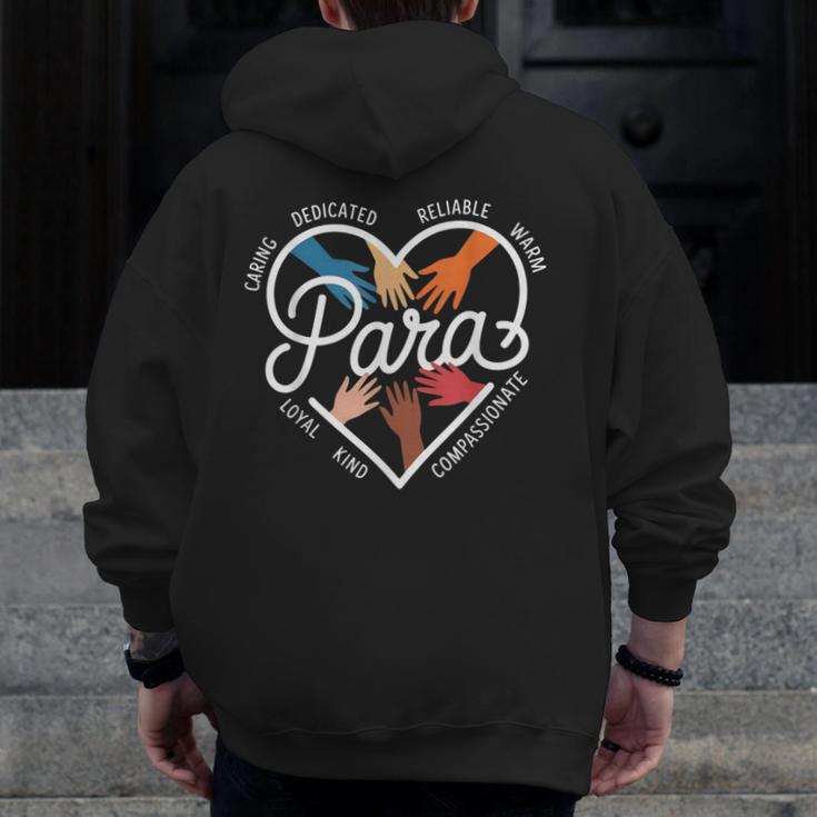Para Heart Paraprofessional Teacher Paraeducator Men Zip Up Hoodie Back Print, funny design Para Heart Paraprofessional Teacher Paraeducator Men Zip Up Hoodie Back Print, funny design